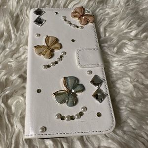 New White Bling Butterfly iPhone X Wallet Phone  📱 Case Holder
